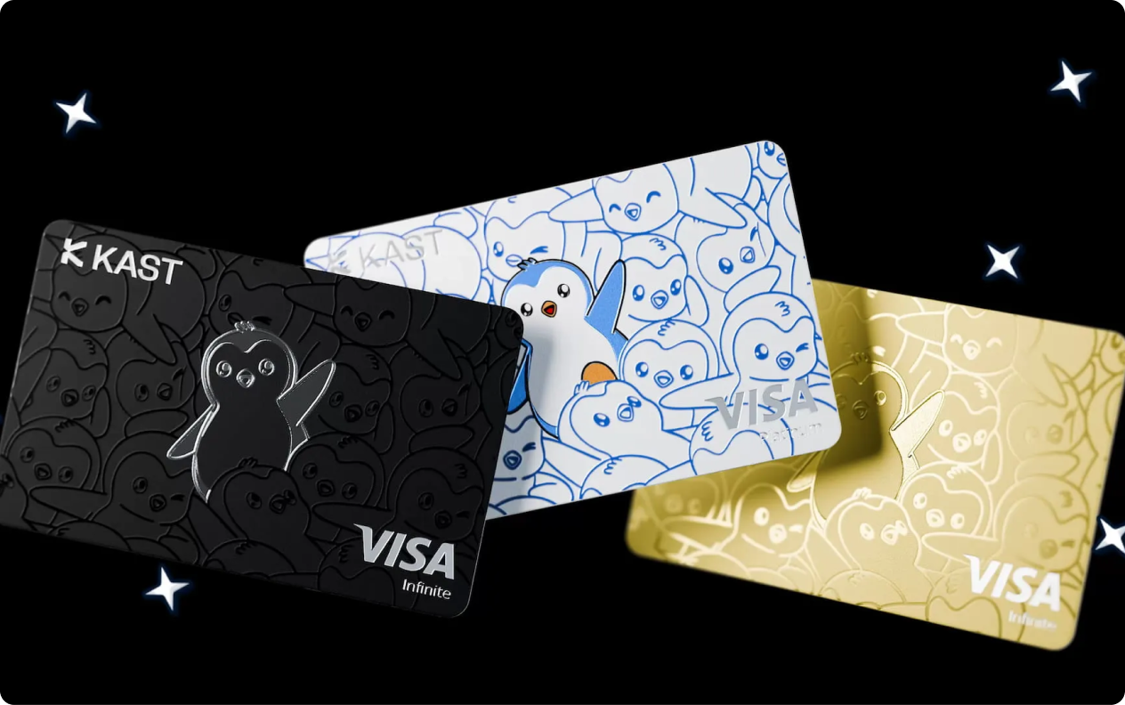 Three Pudgy Penguins KAST cards